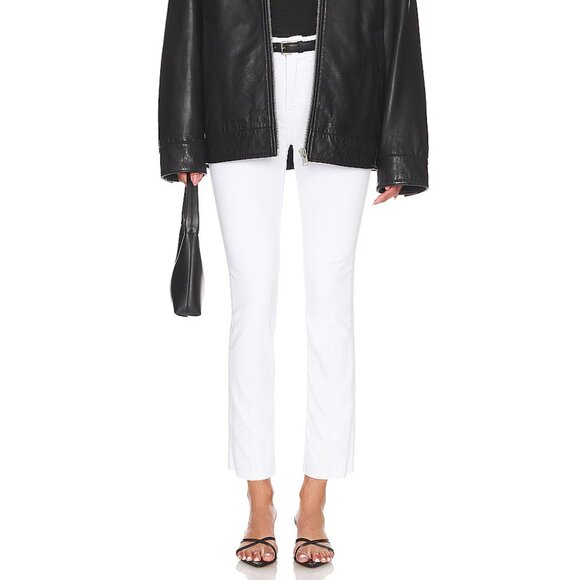 Good American Good Leg Straight Cropped Fringed White Denim - Picture 1 of 15